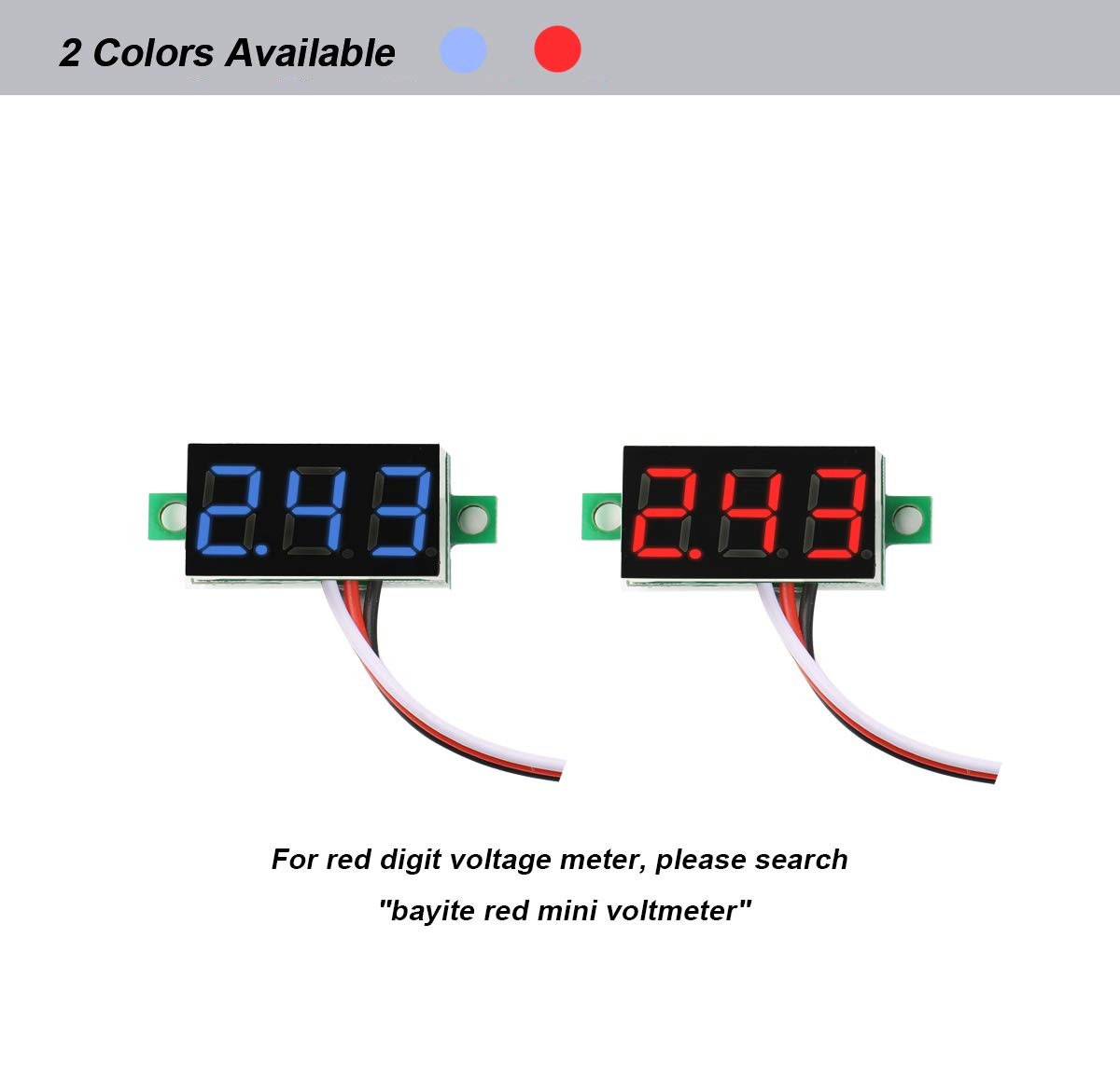5 Pack Three Wire Calibratable DC 0-30V Blue Digital Mini Voltmeter Set