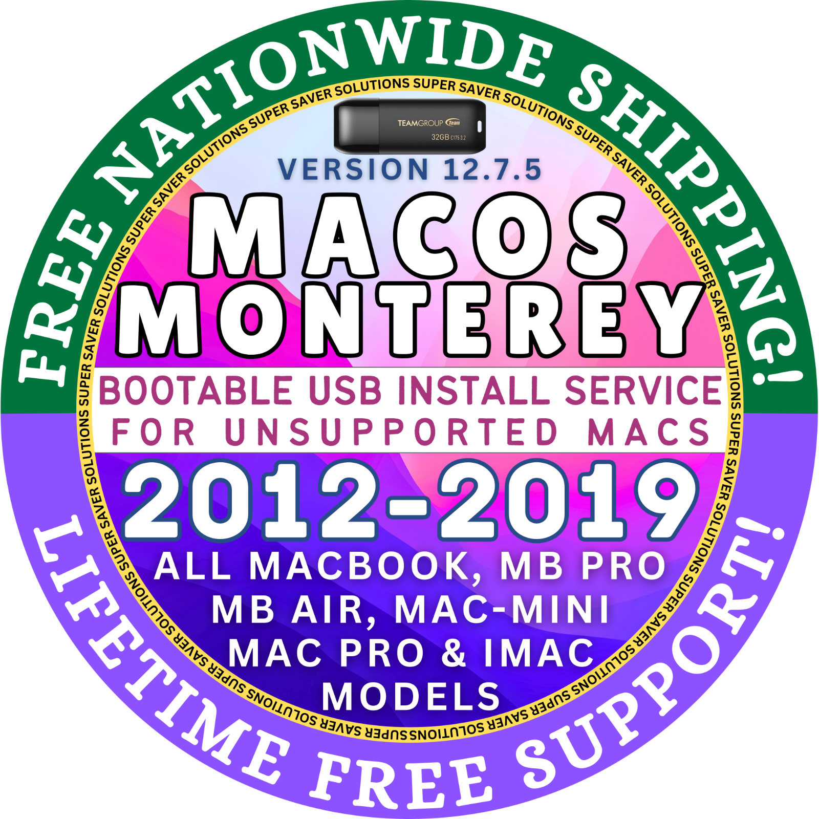 Patched Bootable USB MacOS MONTEREY 12.7.5 for Unsupported i-Mac Macbook Air Pro