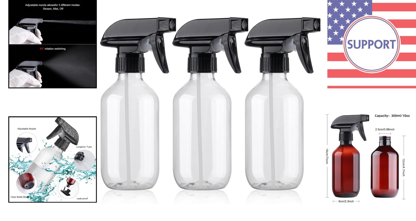 Versatile 300 ml Spray Bottle - Fine Mist with Adjustable Nozzle for All Needs