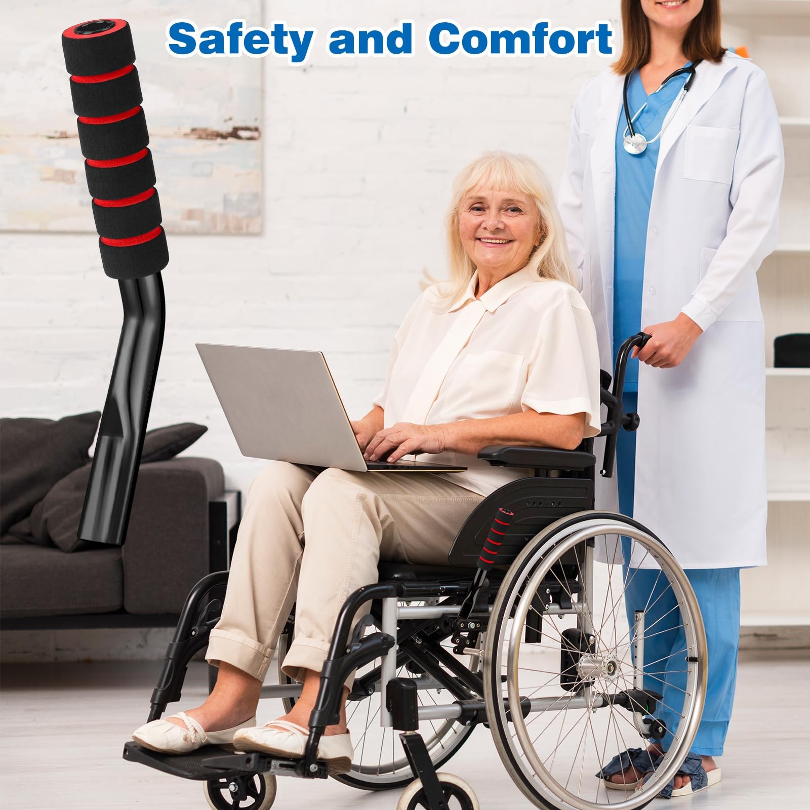 2 Pcs Wheelchair Brake Extenders, 5 Inch Anti-Slip Brake Extension Handles Repla