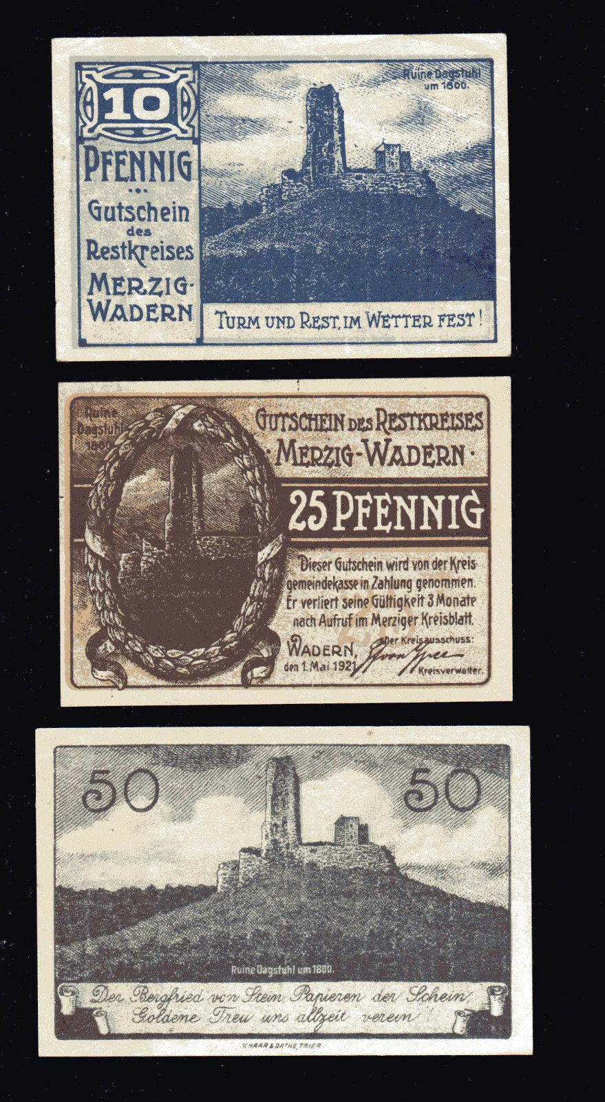 MERZIG-WADERN   -   GERMANY NOTGELD - 10, 25, 50 PFENNIG