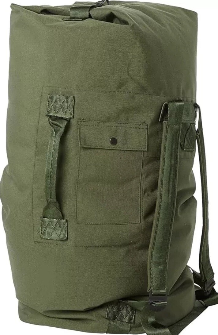 Military Duffle Bag OD Green Nylon Sea Bag Carry Straps Army Duffel USGI