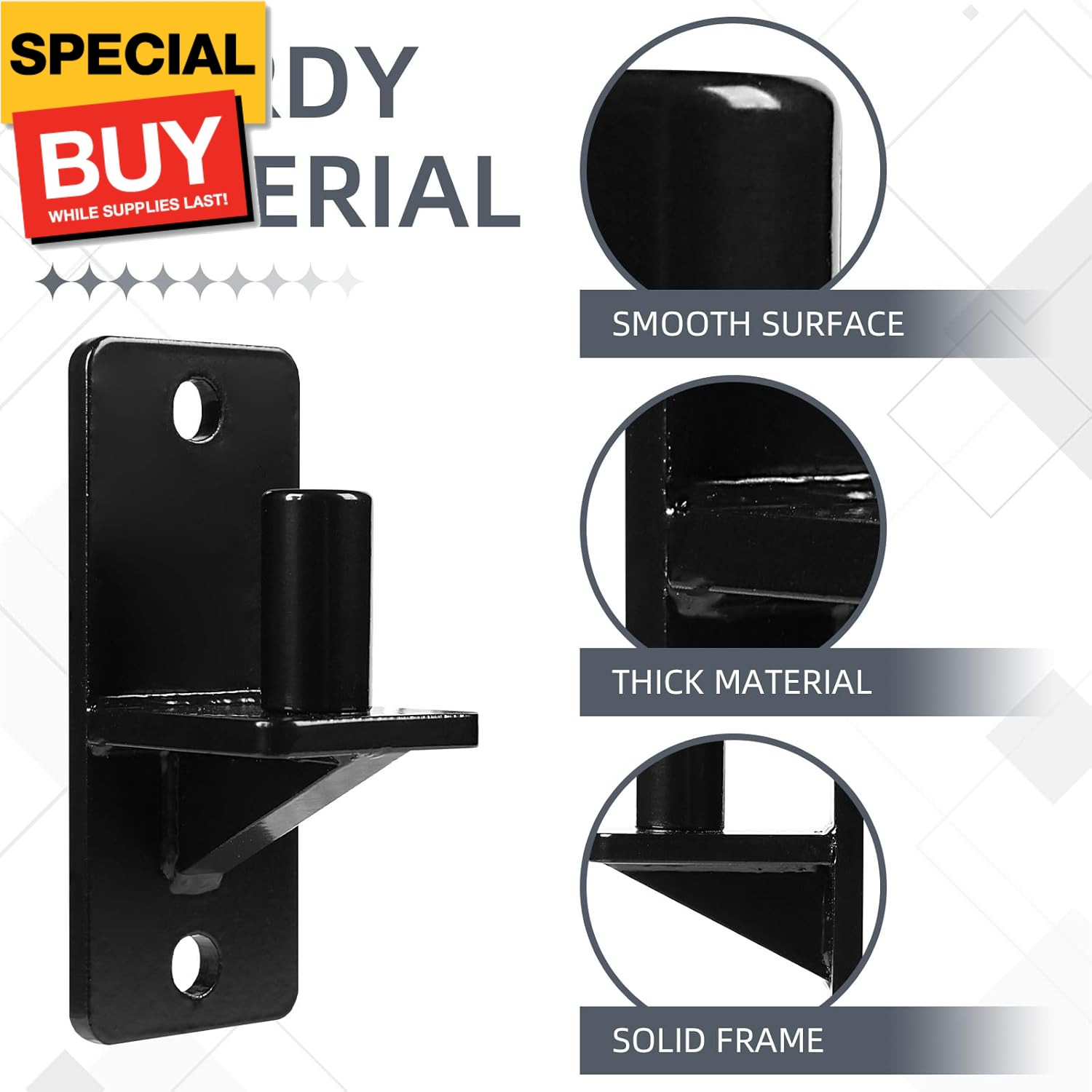 Wall Mount Gate Hinges, Black Farm Gate Hinge, 4 Pack Chain Link Fence Gate Hing