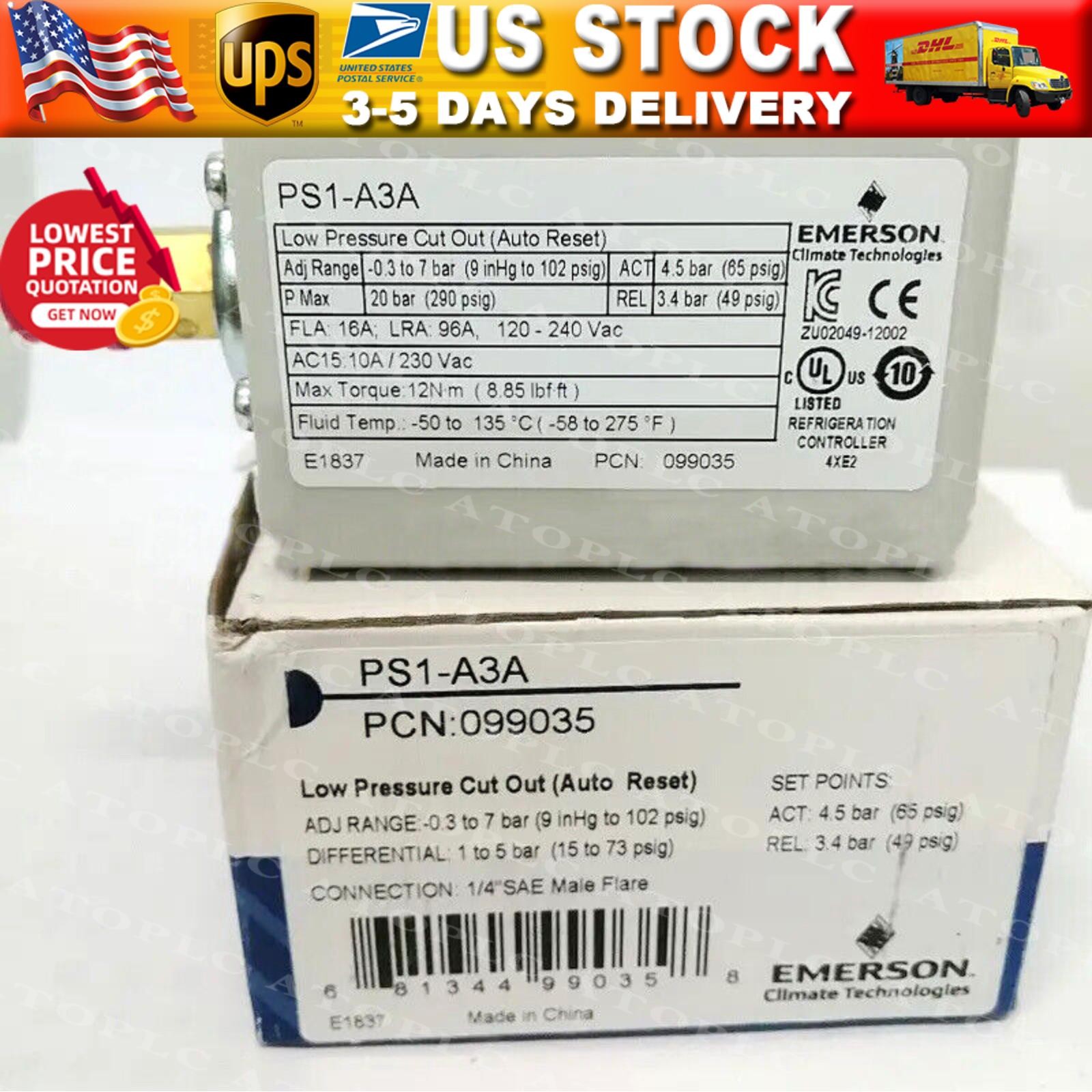 NEW EMERSON PS1-A3A Pressure Switch PS1A3A