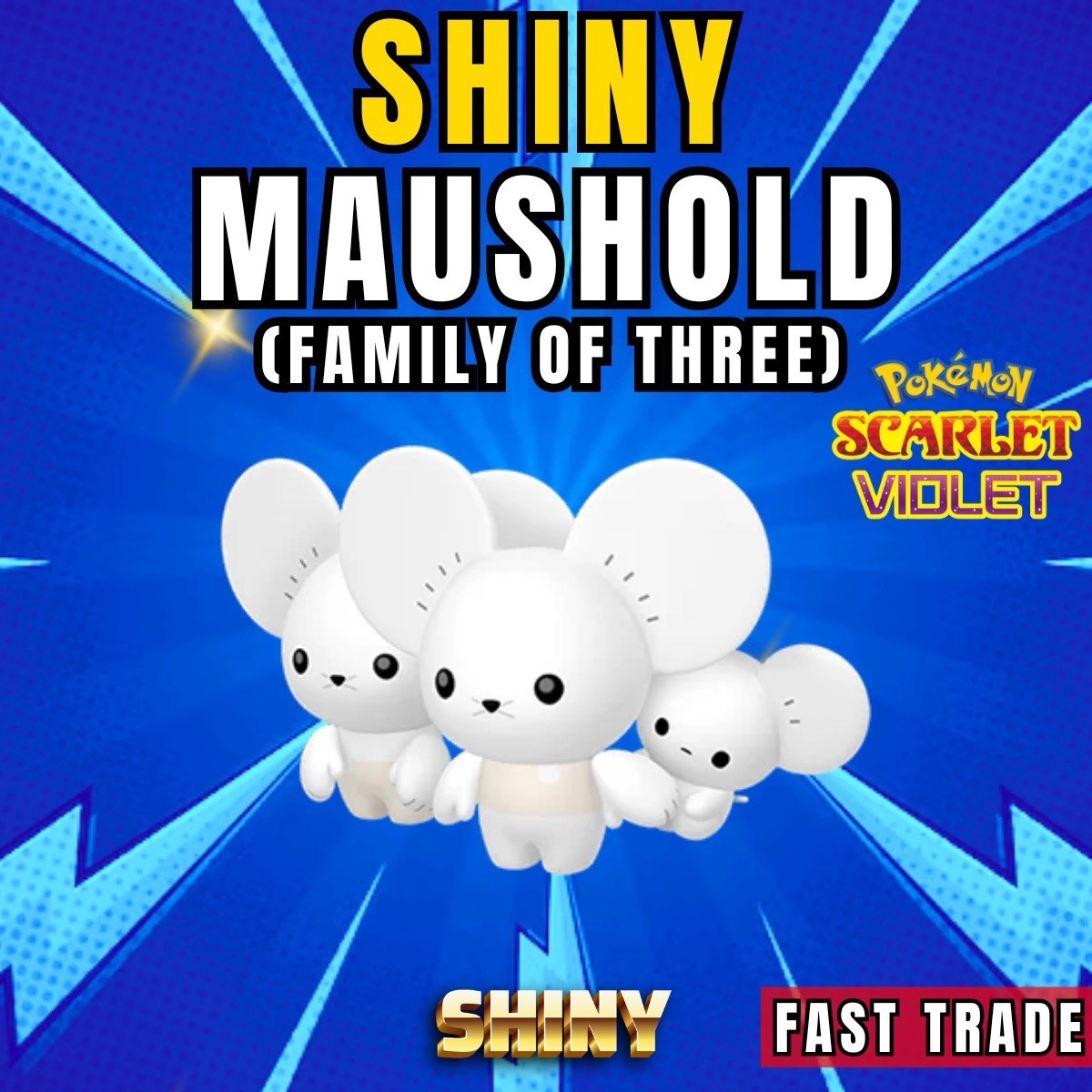 ✨ SHINY MAUSHOLD-FAMILY OF THREE ✨ SUPER RARE ✨ POKEMON SCARLET AND VIOLET