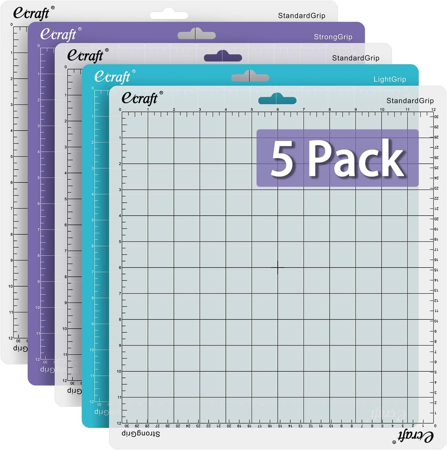 12X12 Cutting Mat 5-Pack for Silhouette Cameo 5/4/3/2/1, Variety Grip (Stronggri