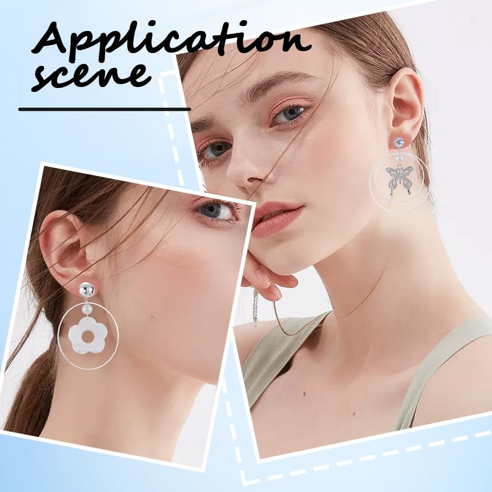 SOFPLATE 50Pcs 50mm Round Beading Hoops Beaded Earring Making Platinum