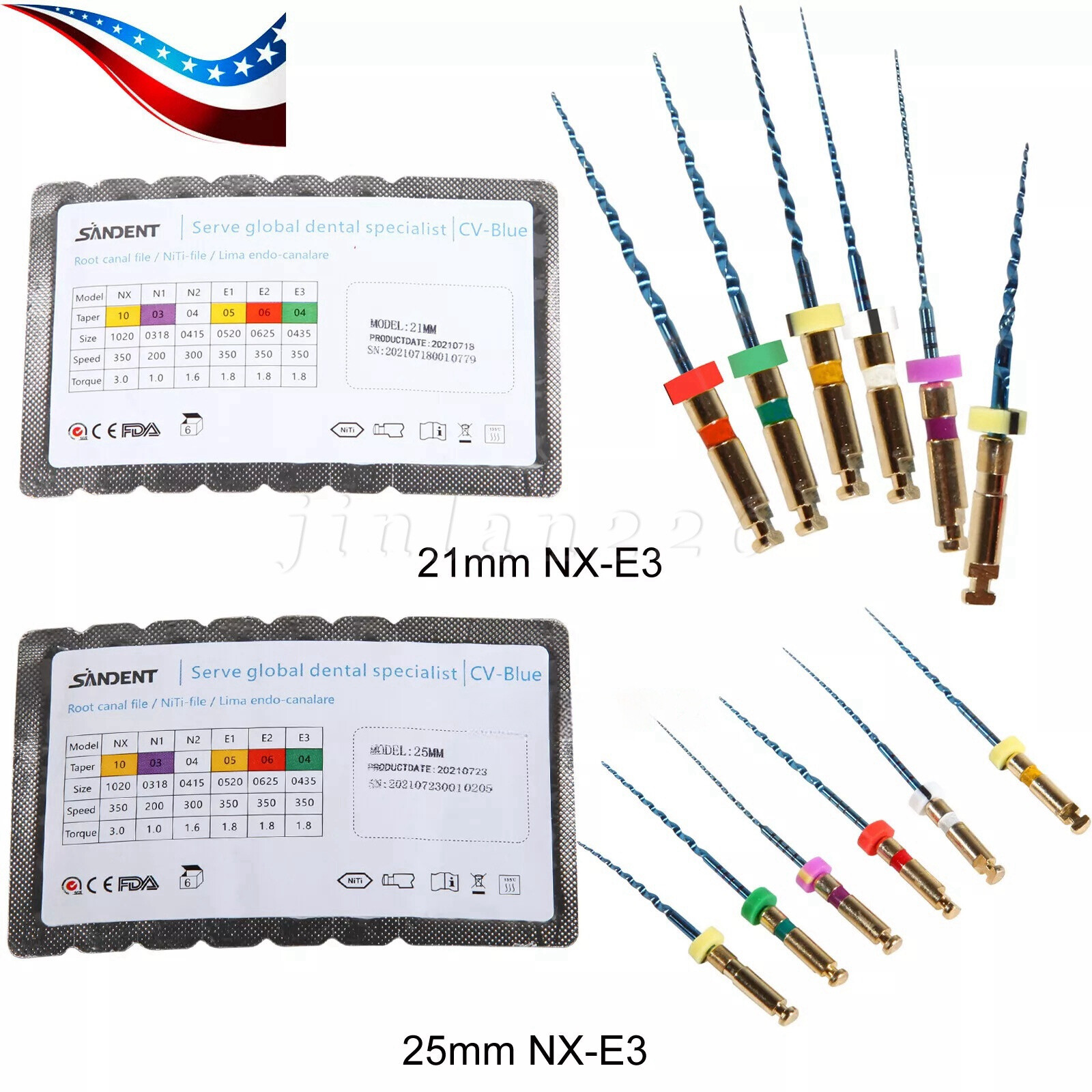 Dental Endo Root Canal NiTi Super Rotary Files Engine Use NX-E3 25mm/21mm