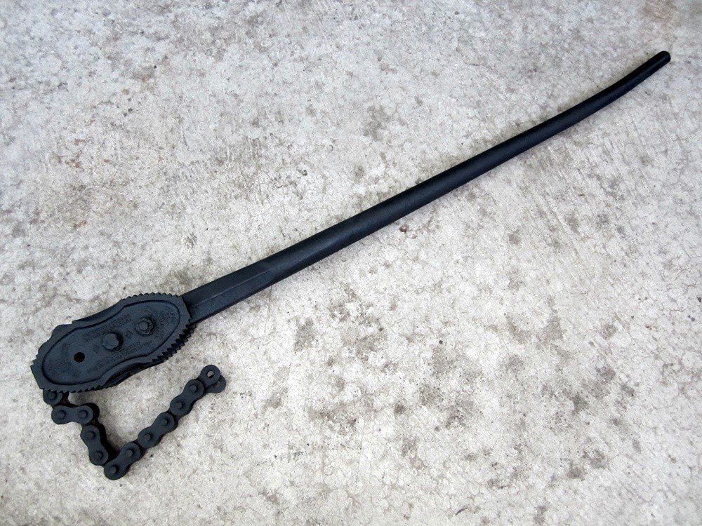 Antique J.H. Williams Vulcan No. 33 BiJaw Pipe Chain Wrench 1903 Patent Date USA