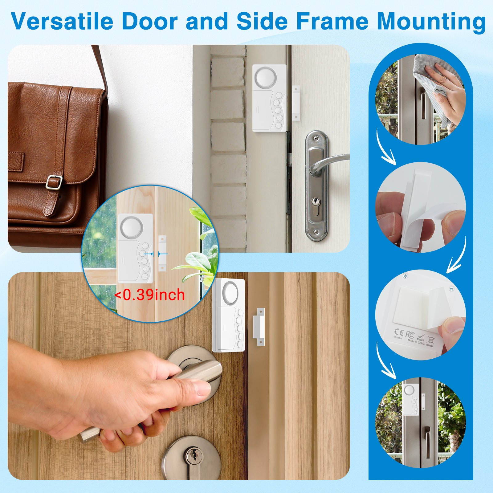 2× Adjustable Time Delay Freezer Alarm 108dB Loud 4Modes Magnetic Sensor 3Volume