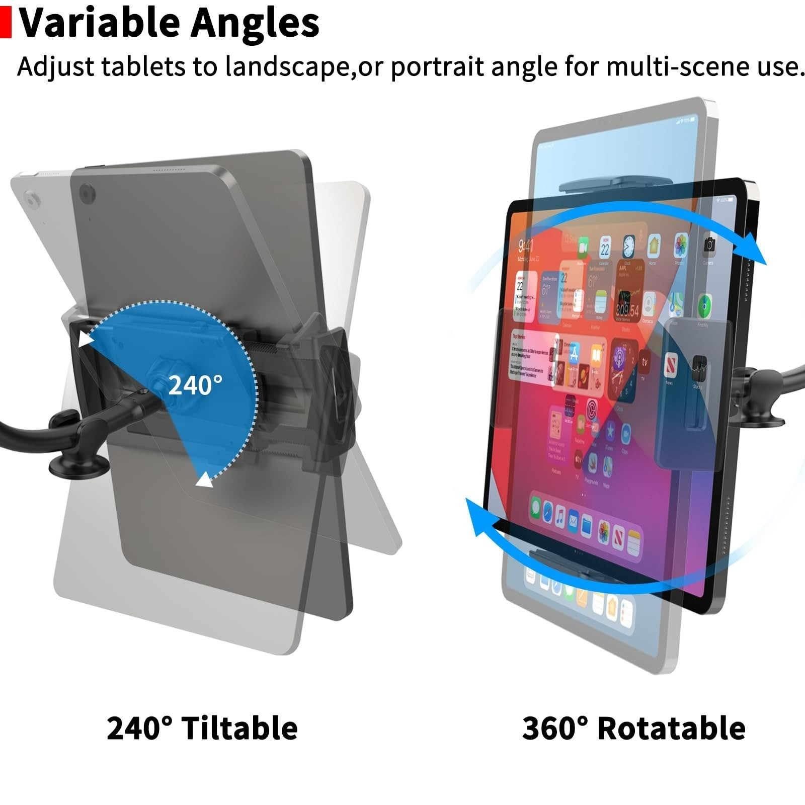 APPS2Car Tablet Car Mount Holder for iPad | Strong Suction Cup