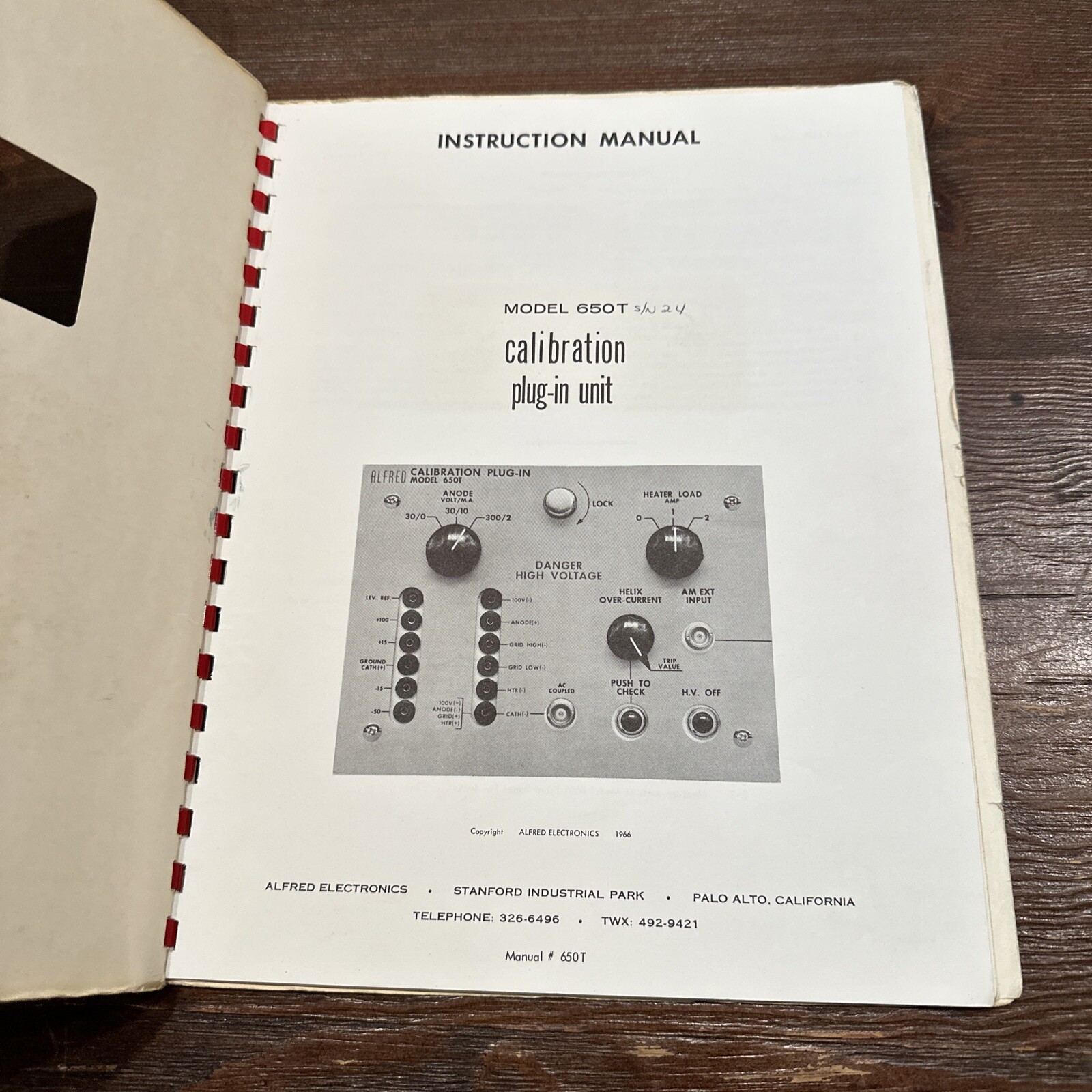 Alfred Electronics Model 650T Calibration Plug-In Unit Instruction Manual 1966