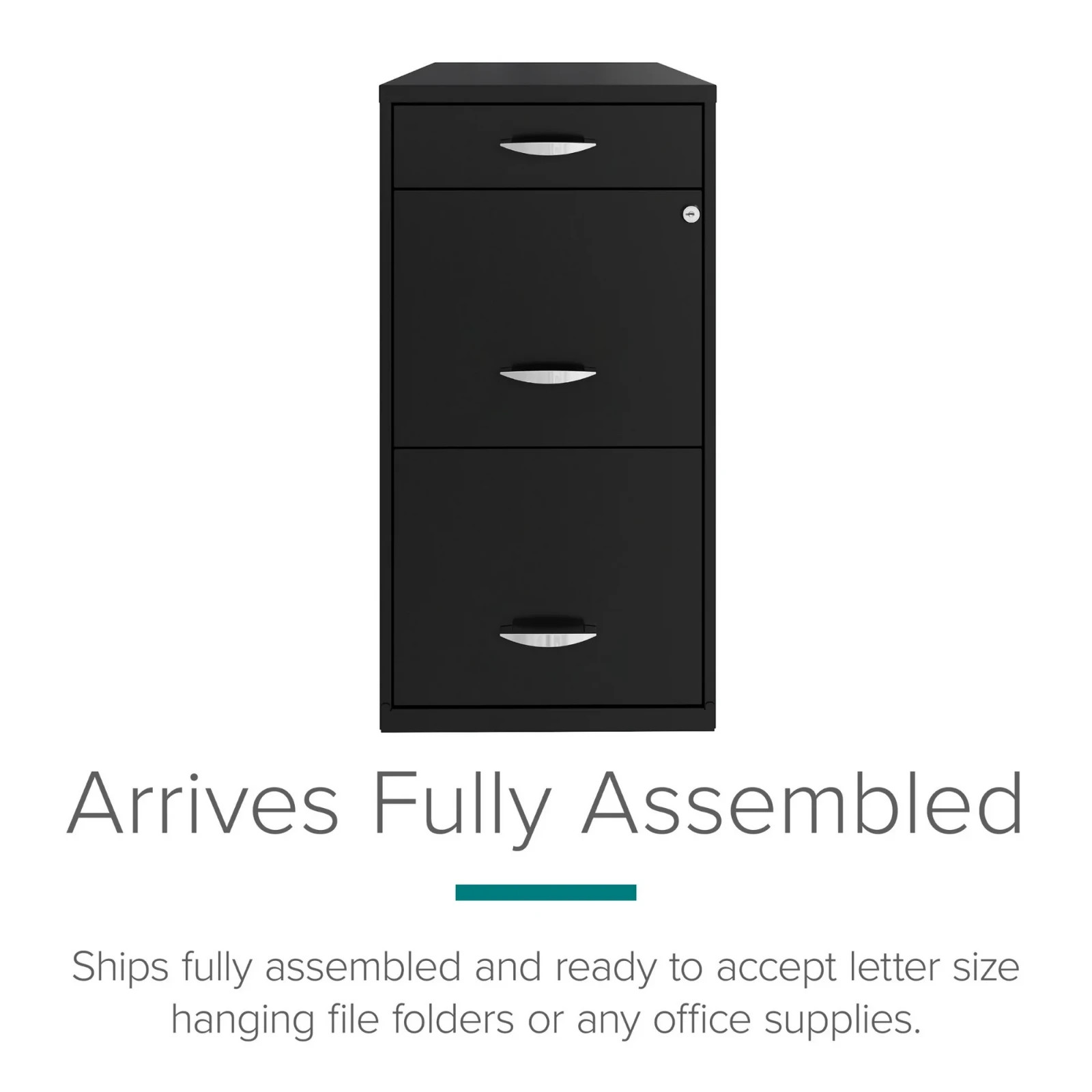 Space Solutions 3 Drawer Letter Width Vertical File Cabinet Pencil Drawer Black