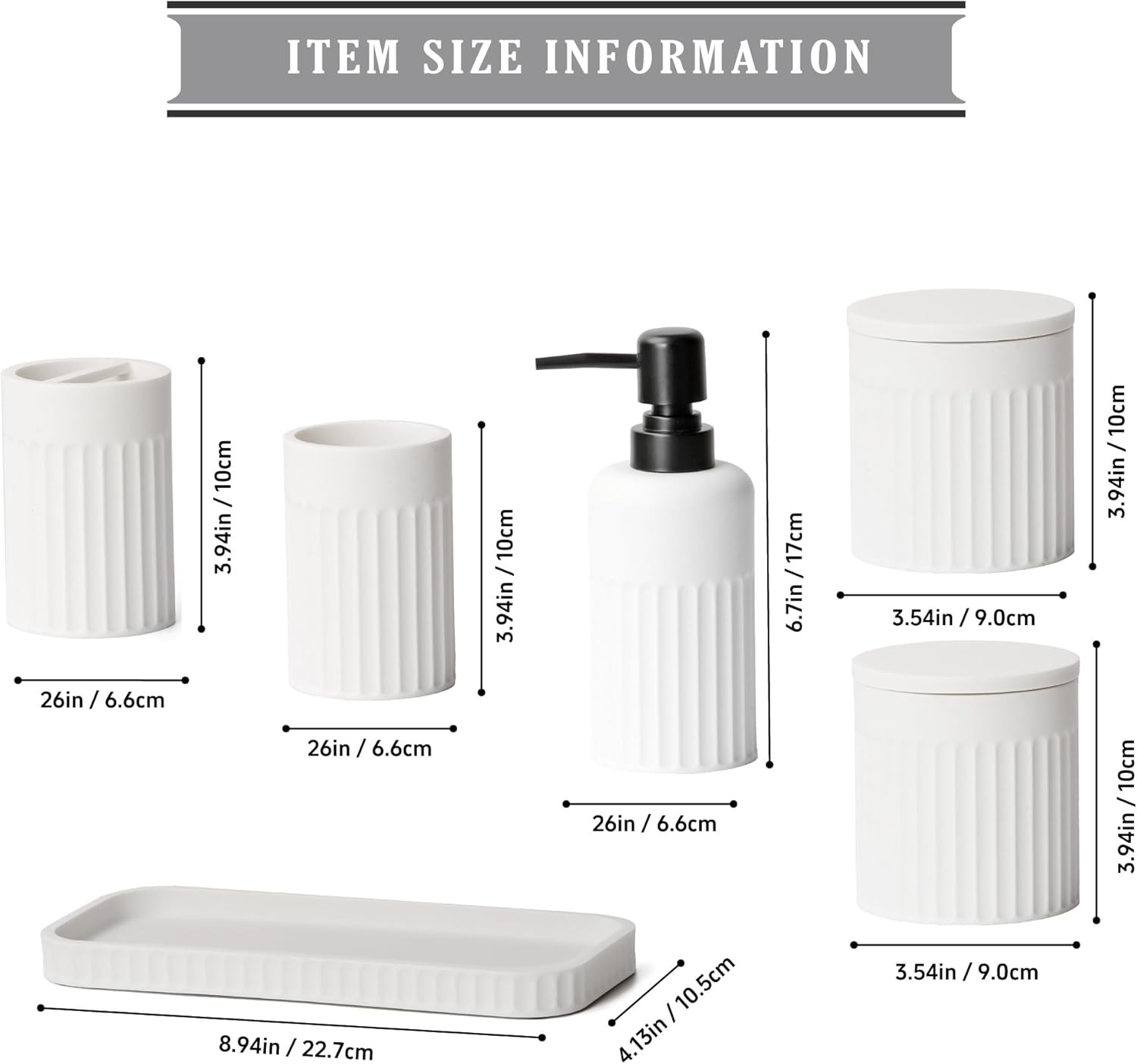 Bathroom Accessory Set - 6 Pieces Bathroom Accessories Set Complete with Soap