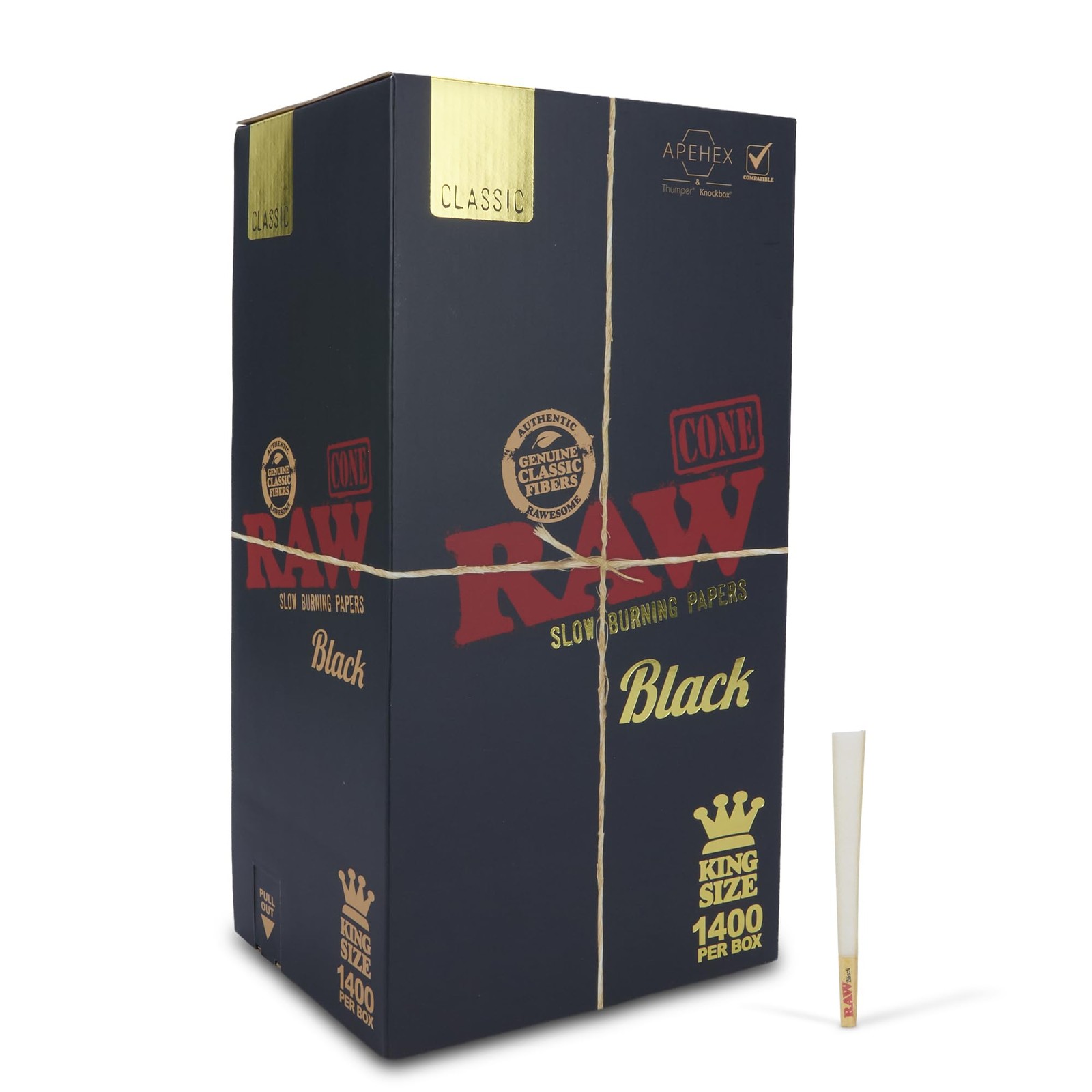 MJ Wholesale Raw Black Classic Prerolled Cones 1400ct Bulk