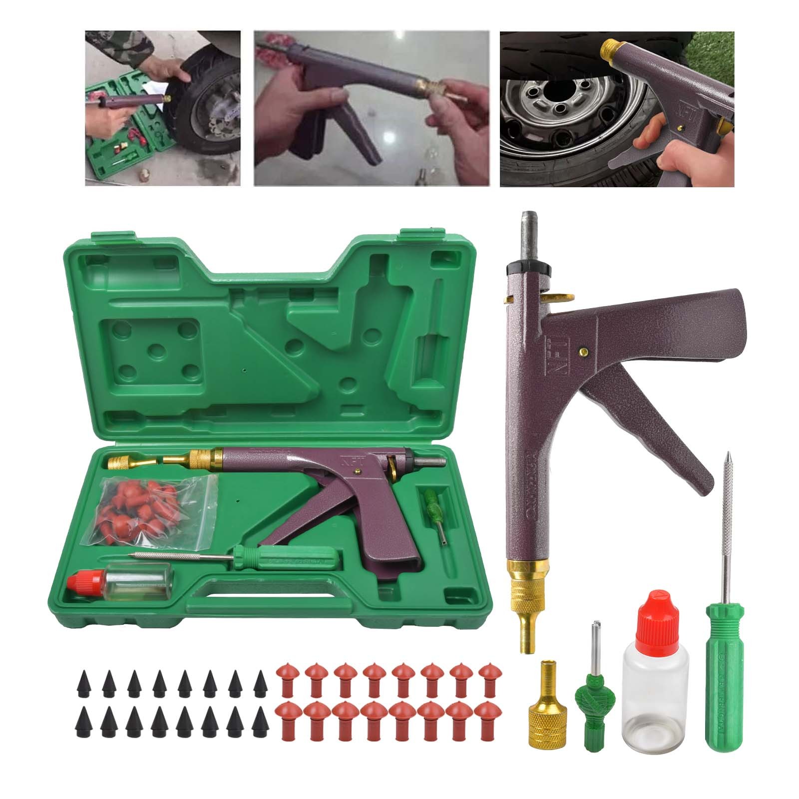 Tire Plugger Tubeless Tire Wheel Repair Gun Kit for Tyre Punctures Flats On Cars