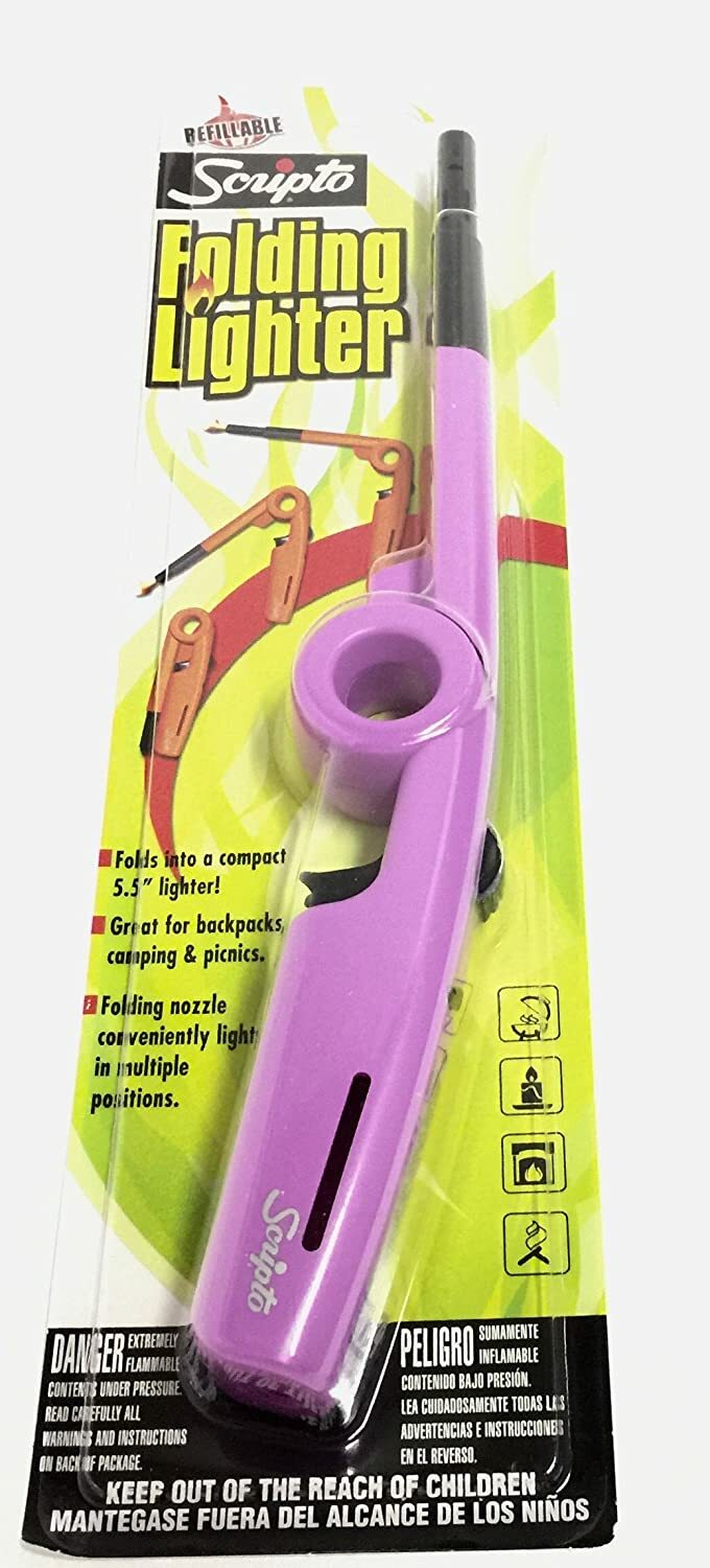 Scripto 3 Pack Combo - 3 Random color Scripto "Refillable" Folding Lighter Safe