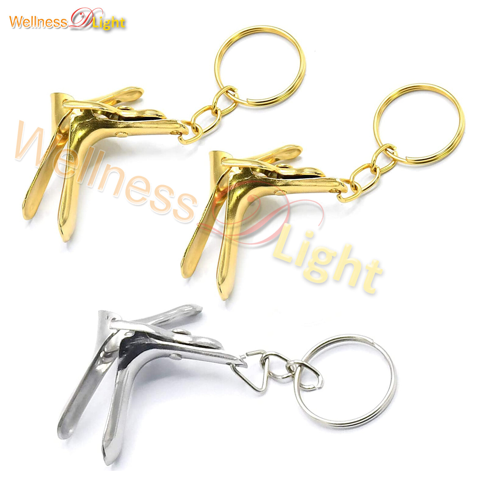 Buy 2 Gold Get 1 Silver Free Speculum Keychain Stainless Steel - Gift for Doctor