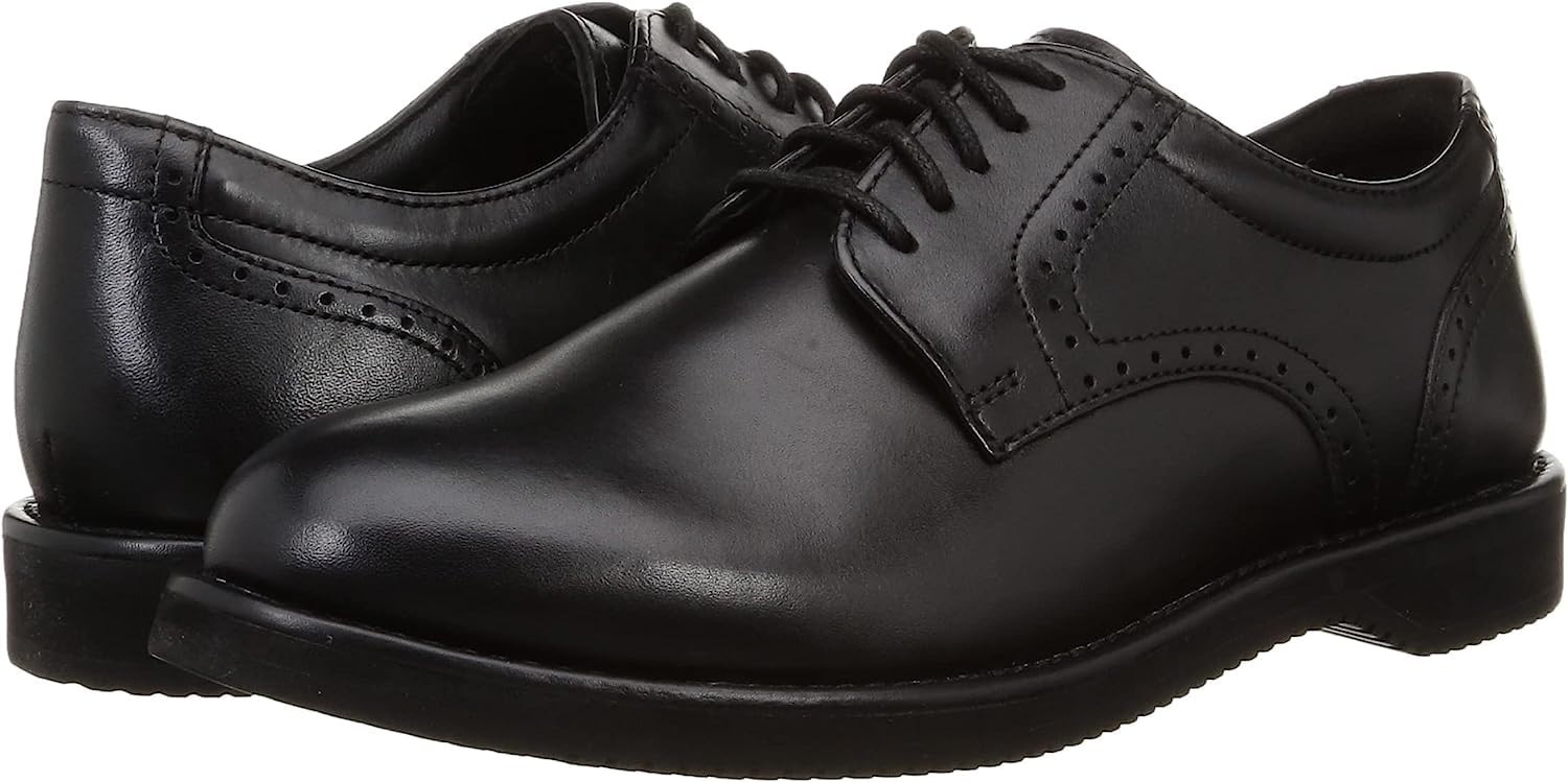 Rockport Dress Sports Oxford Plain Toe Black Leather Mens Dress Shoes 9.5 M