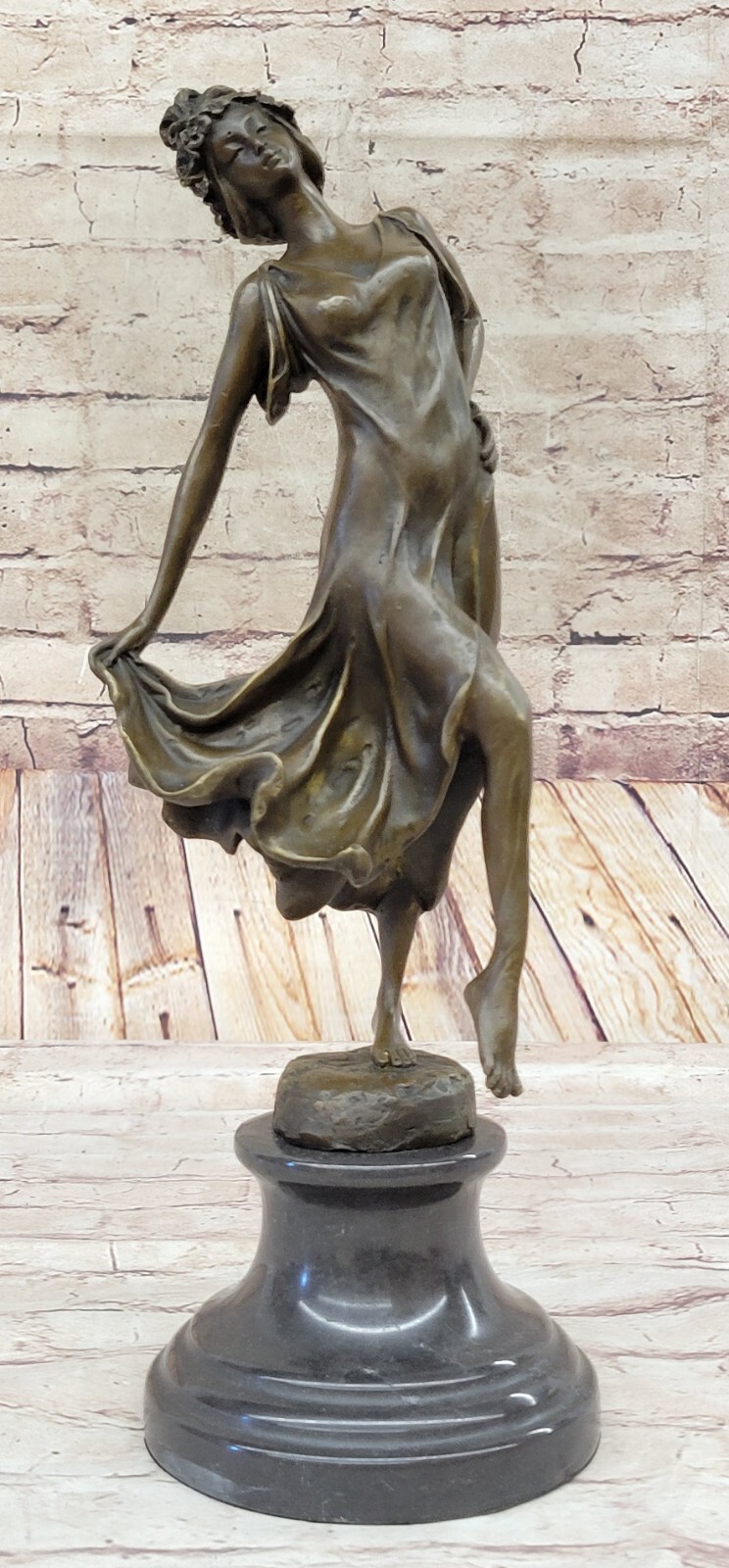 European Artwork Art Deco Bronze Figure Coinet Semi Nude Dancer Sculpture
