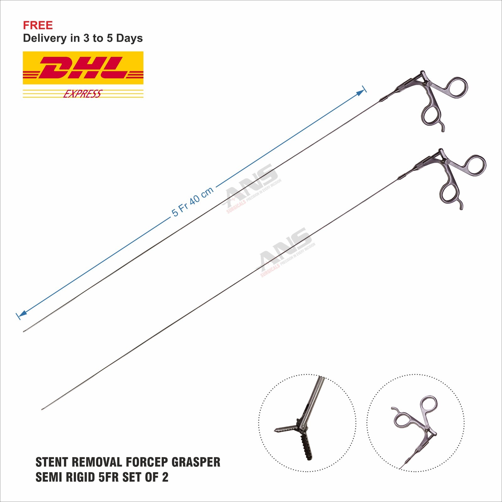 ANS  Stent Removal Forcep Semi Rigid Alligator 5fr /40cm Set of 2