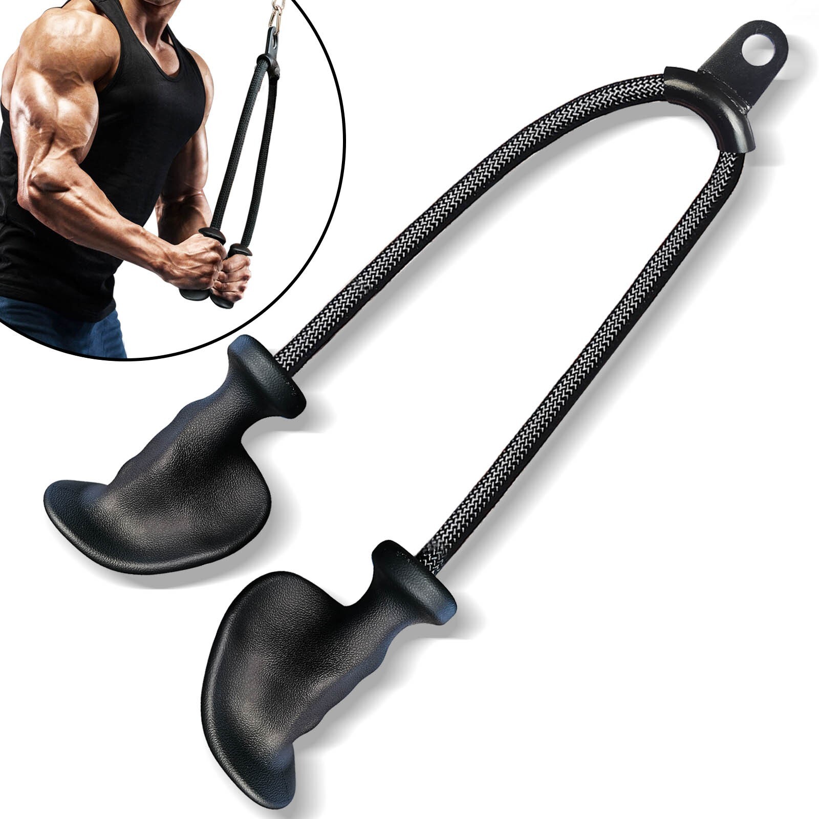 Upgraded 82cm/32" Extra Long Triceps Rope Pulldown Cable Attachments for Gym Bar