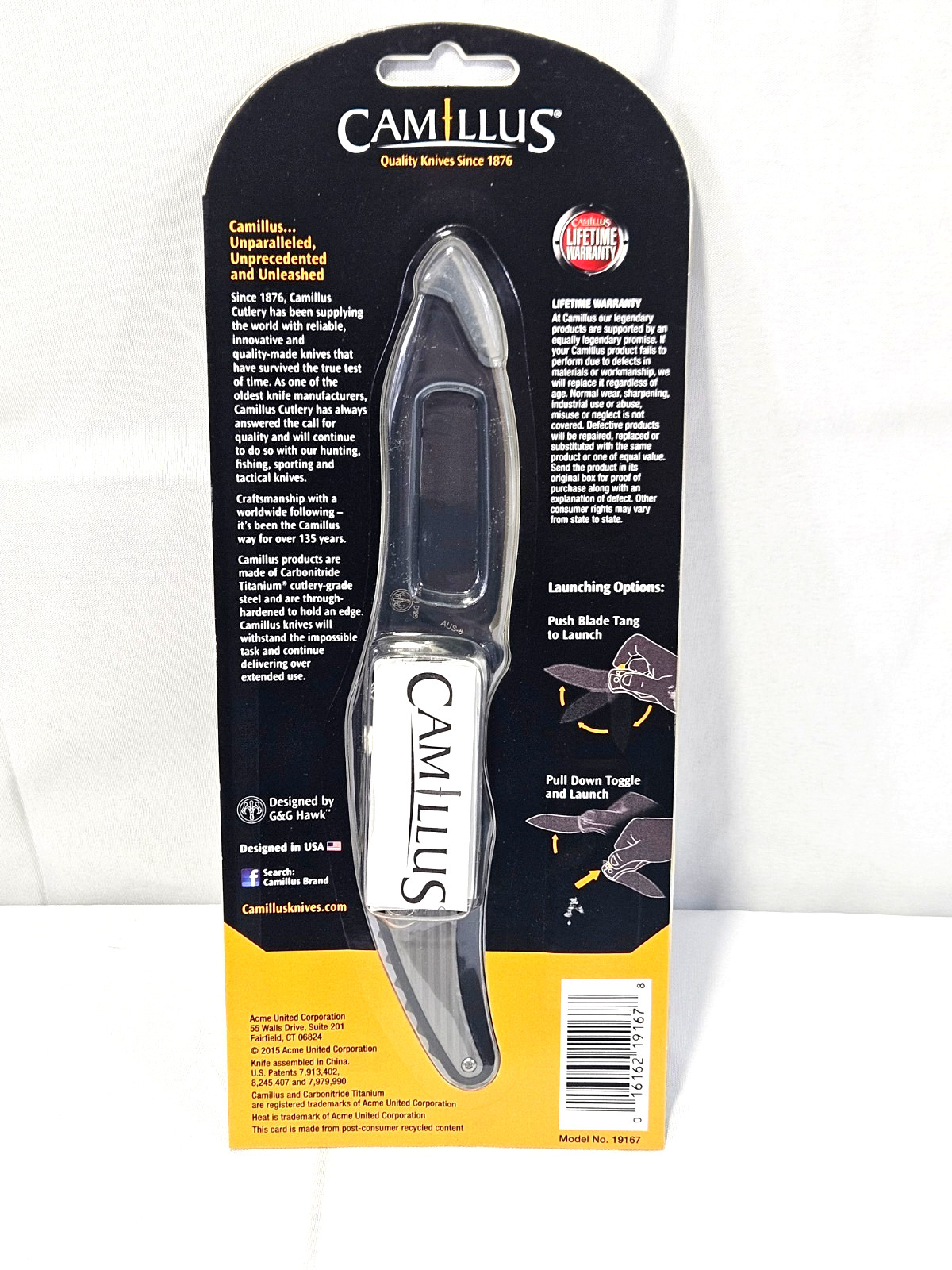 Camillus Heat Folding Drop Point Knife, Silver - CAM-19167