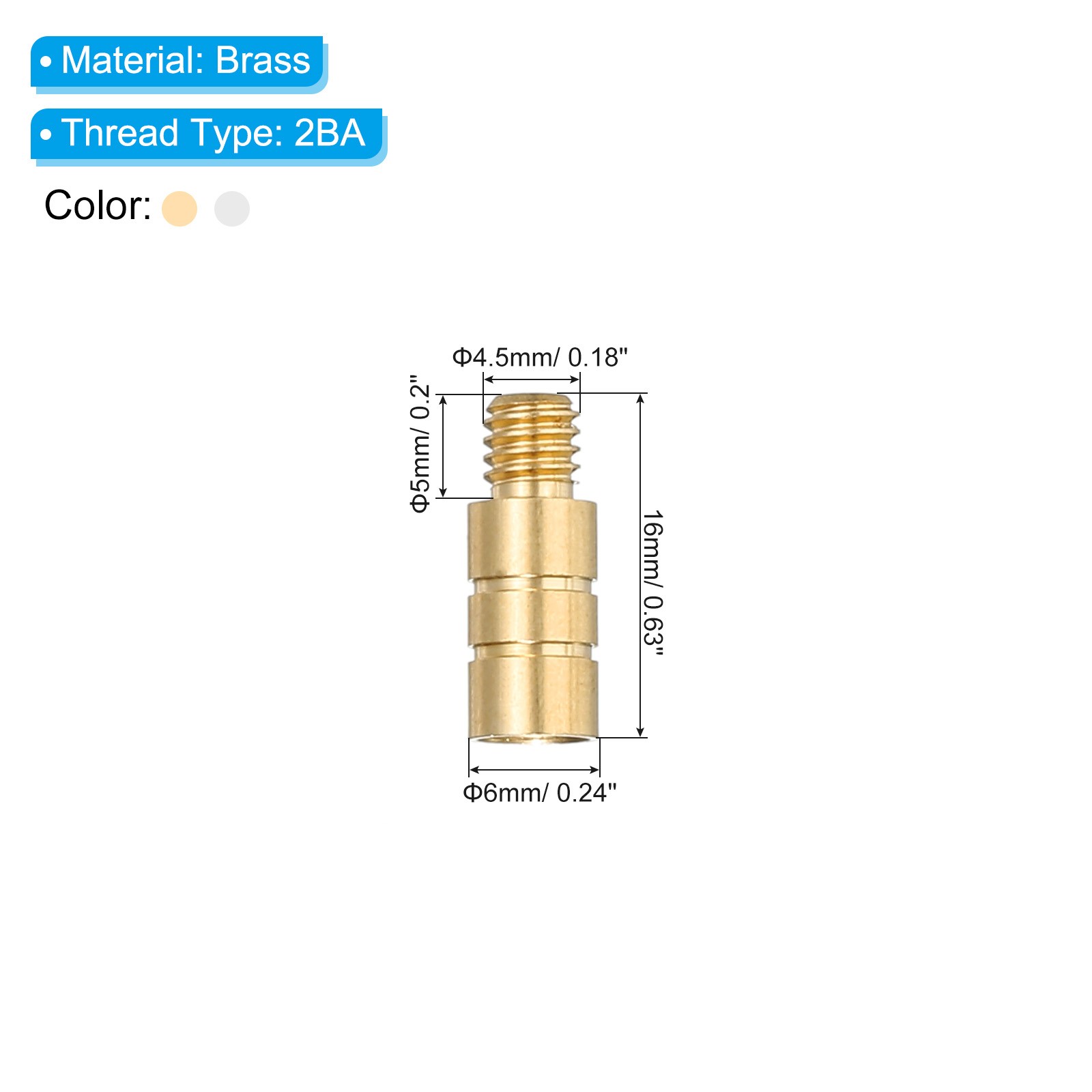 6Pcs Dart Weights 2g Brass Add Accentuator 2BA Thread Gold Silver