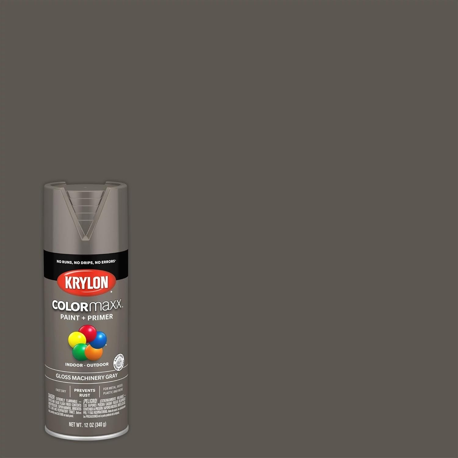 Fast-Drying Rust-Resistant Gloss Machinery Gray Spray Paint - 25 Sq Ft Coverage