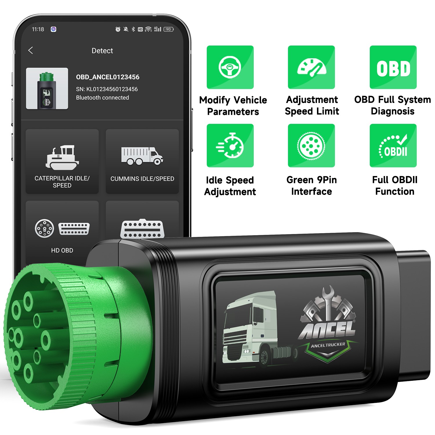 ANCEL HD200 OBD2 Scanner All system Bluetooth Heavy Duty Truck Speed Limit Reset