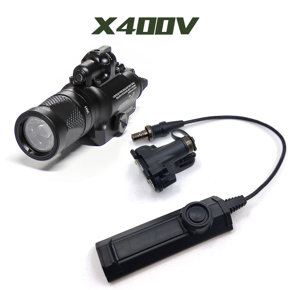 Metal X400V X400 Pistol Flashlight Red Dot Laser + White LED Strobe Weapon Light