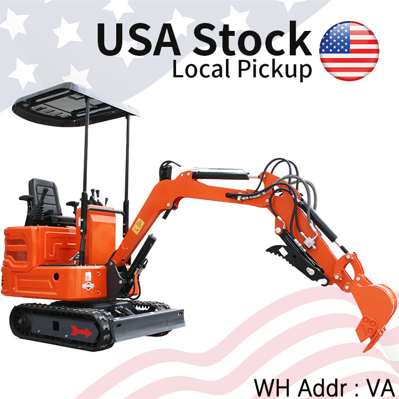 USA STOCK, 1 Ton Mini Excavator Orange B&S Engine Hydraulic System, VA