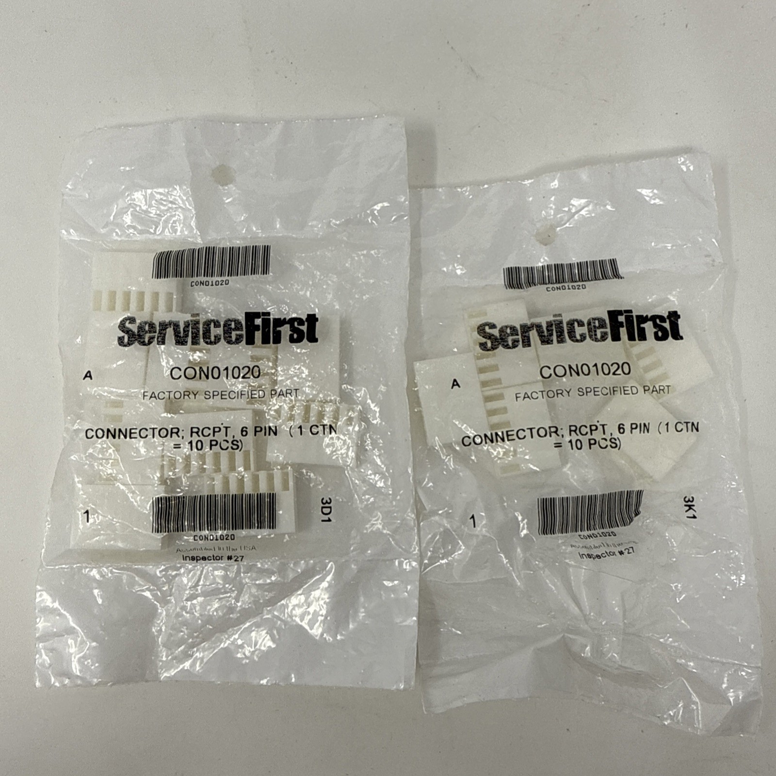 Service First CON01020 / CON01020 RCPT 6-Pin Connector Lot of 16 Total Pieces