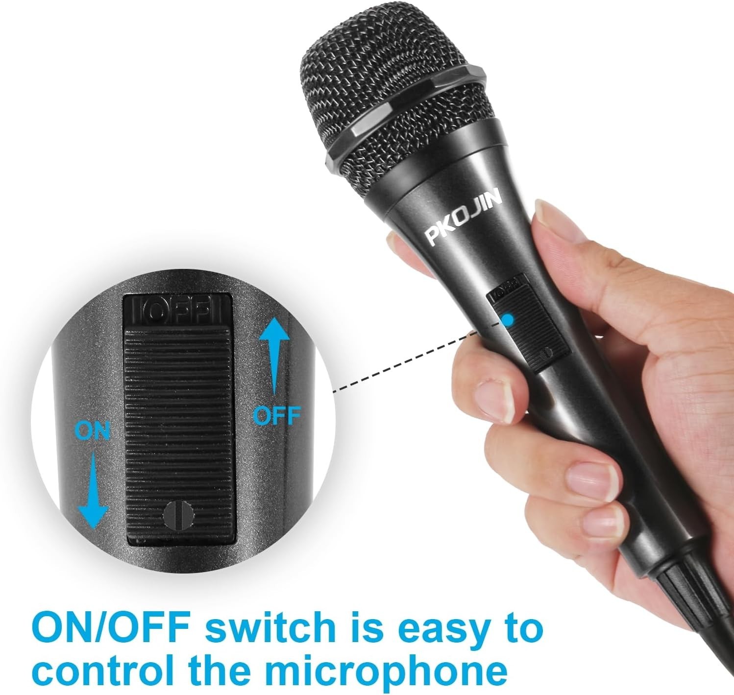 Dynamic Karaoke Microphone - Handheld Wired Mic with 10ft Cable & ON/OFF Switch