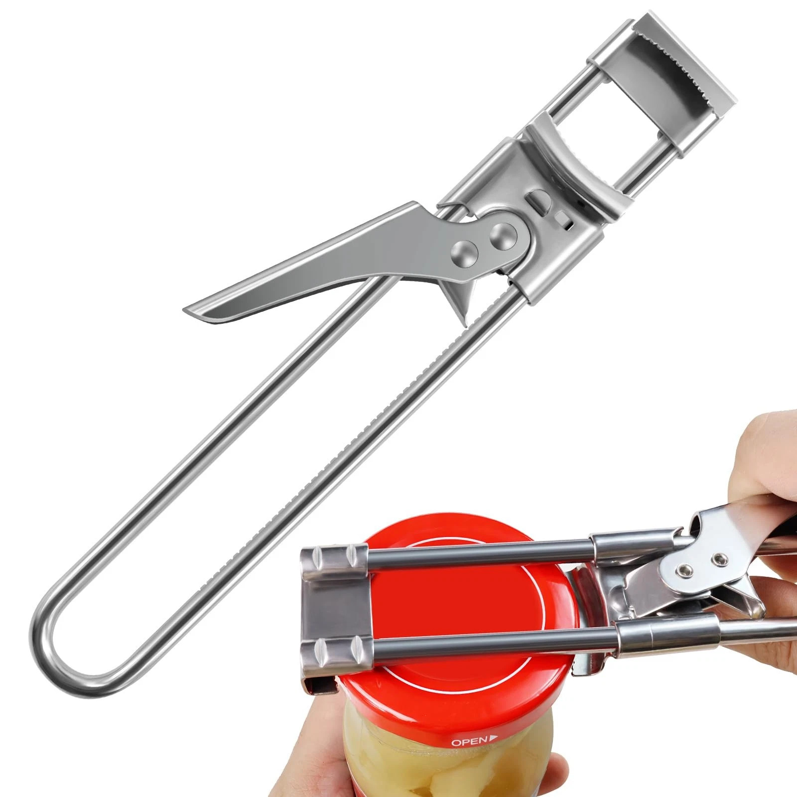 Stainless Steel Can Opener Adjustable Jar Lid Gripper Multifunction Kitchen Tool