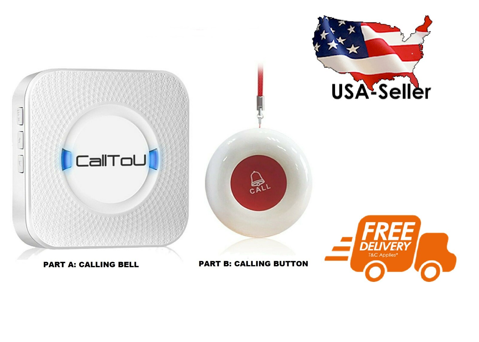 Wireless caregiver pager  1 chime vs 1 call button + FREE SHIPPING