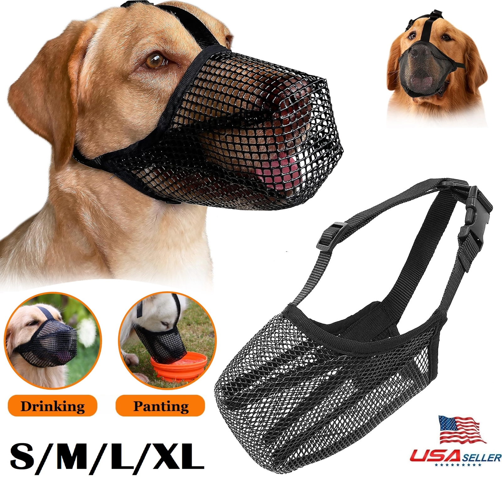 Pet Dog Breathable Nylon Muzzle Adjustable Anti-lick Anti-Biting Chewing Licking