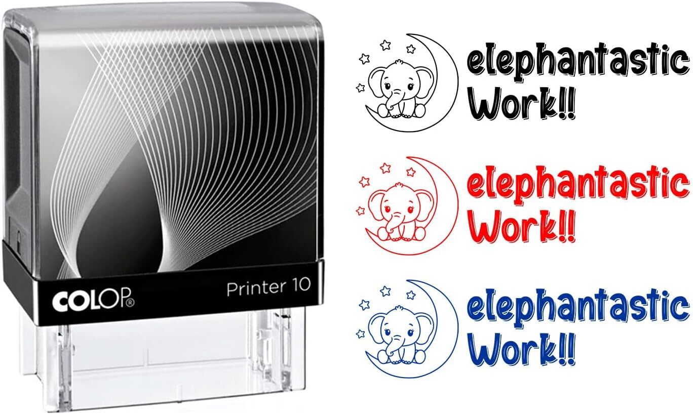 Elephant Image (Elephantastic Work) Teacher Stamp - Size 3/8" x 1 1/16"