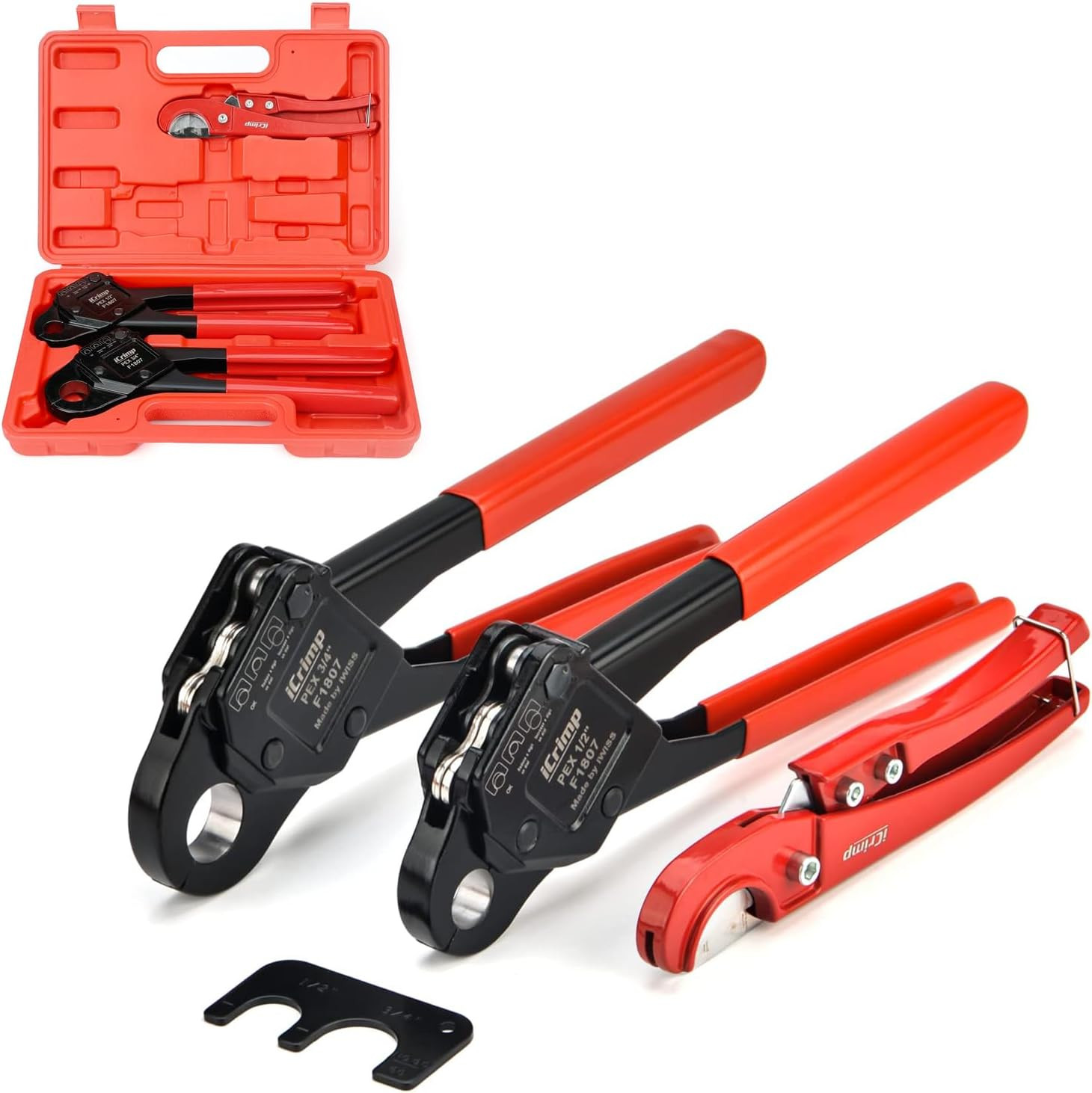 Icrimp F1807 PEX Crimping Tool Set - 1/2&3/4-Inch for Tight Spaces
