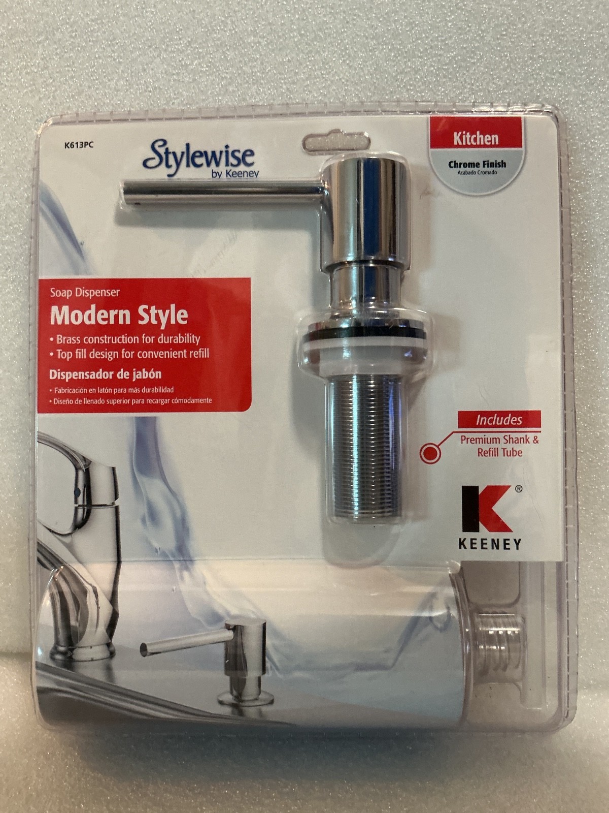 Stylewise by Keeney Modern Chrome Finish Soap Dispenser K613PC ~ NEW