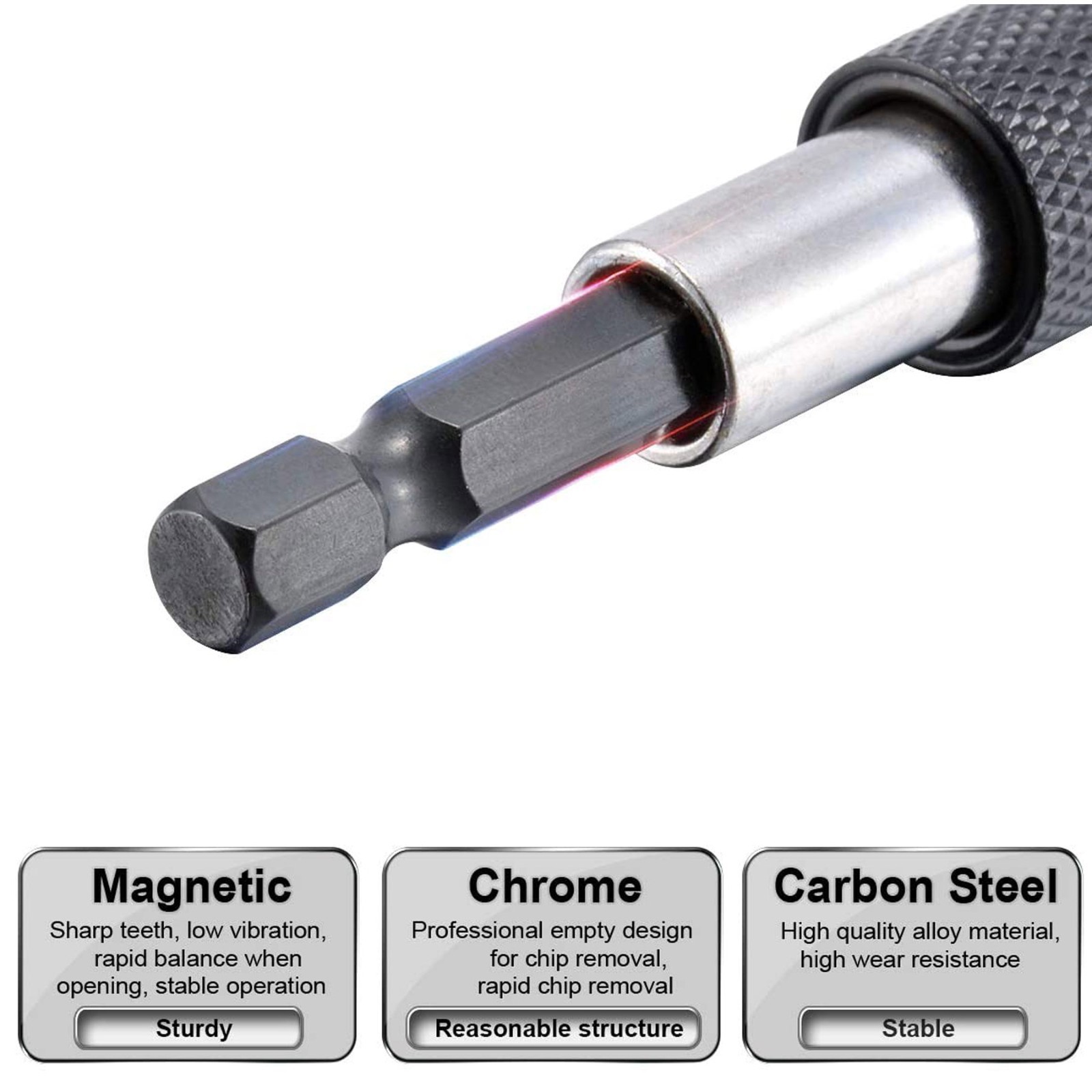 4Pc Magnetic Extension Socket Drill Bit Holder Screwdriver 1/4" Hex Shank Quick