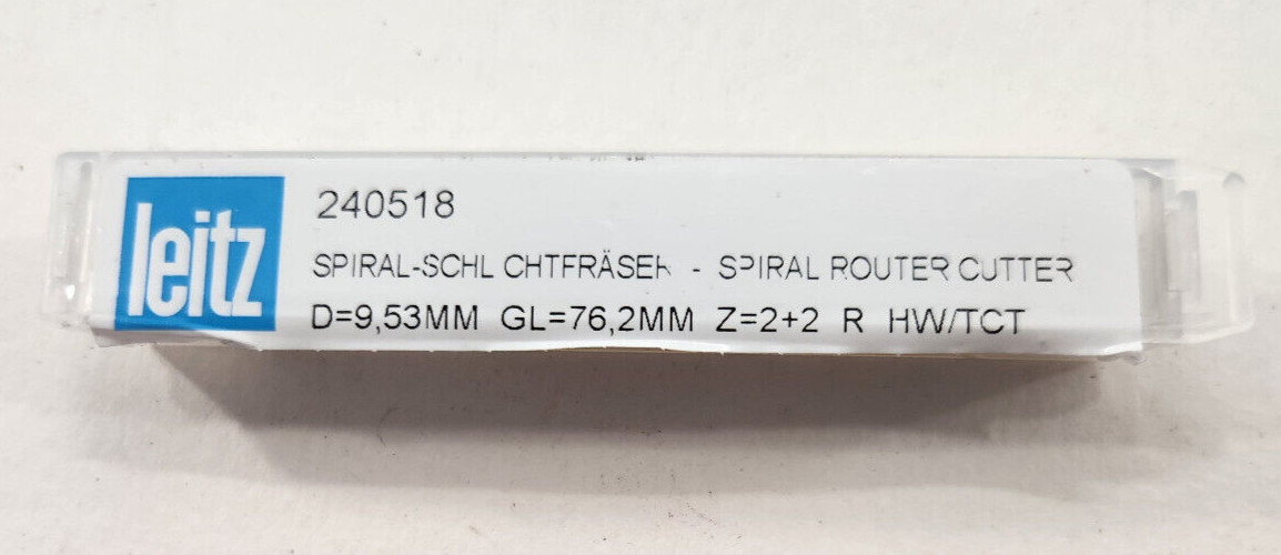 Leitz - 240518 - Spiral Finishing Router Cutter - 3/8" Diam - 7/8" Cut Length
