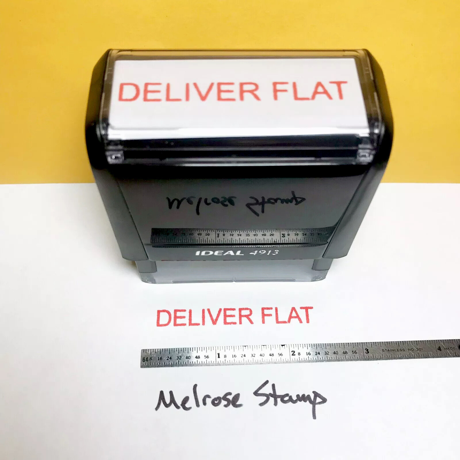 Deliver Flat Rubber Stamp Red Ink Self Inking Ideal 4913