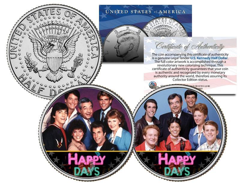 HAPPY DAYS * TV SHOW * Colorized JFK Half Dollar US 2-Coin Set Ron Howard Chachi