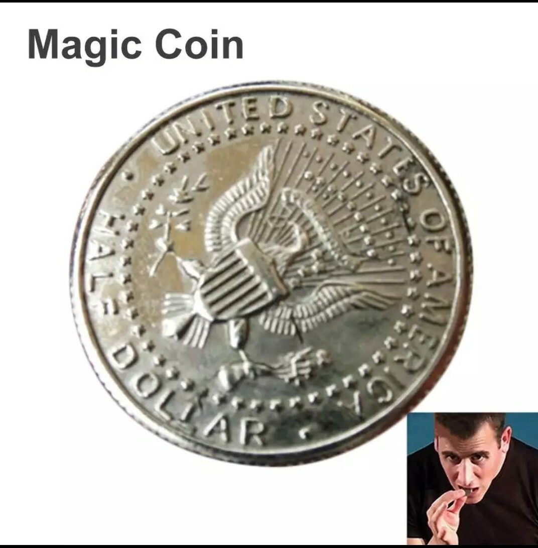 Bite Out Coin Magic Trick Close-Up Magic Illusion Restored Half Dollar T5