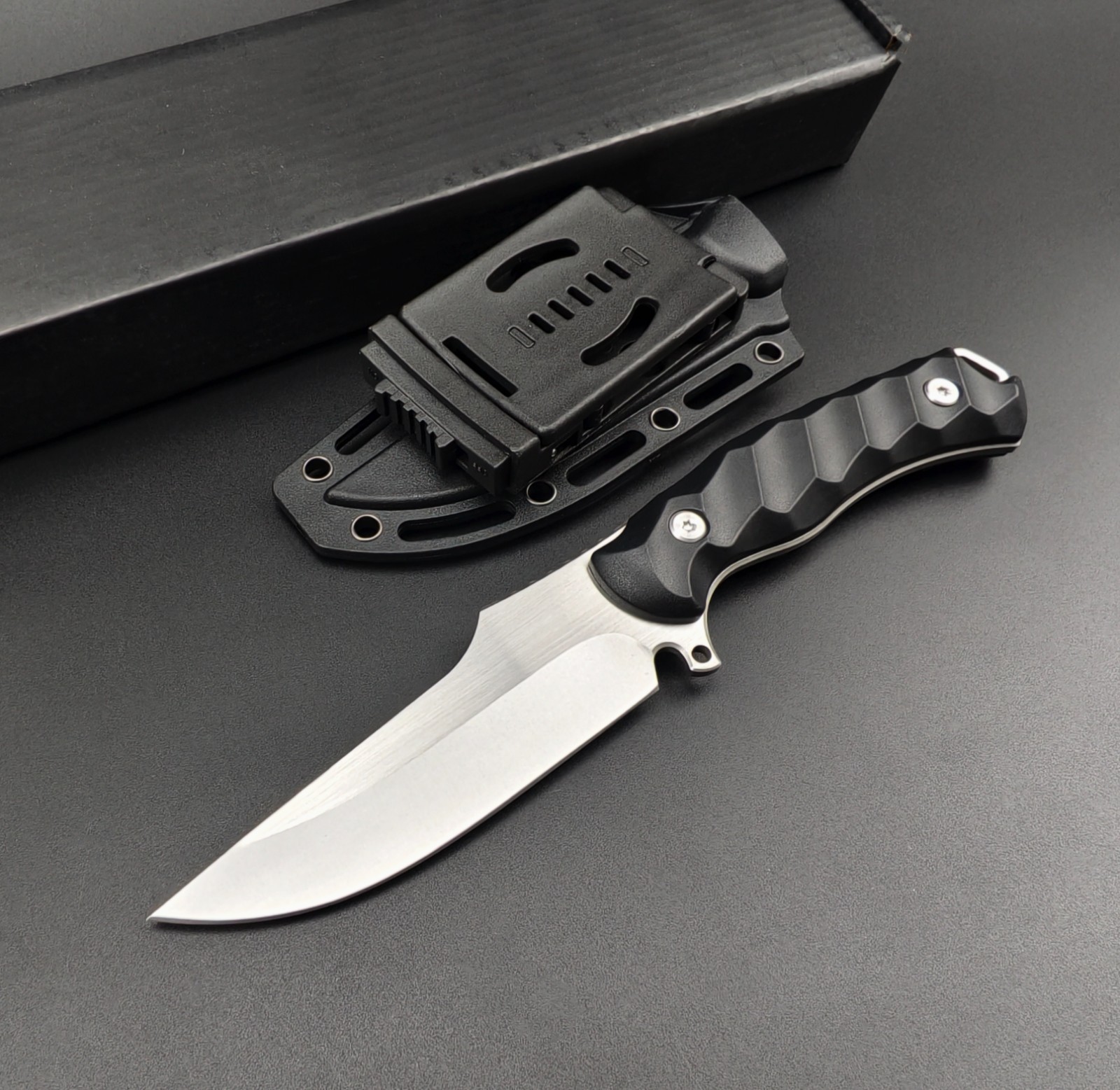 Outdoor Tactical Fixed Blade Knife 440C Steel Hunting Survival EDC w/ Sheath