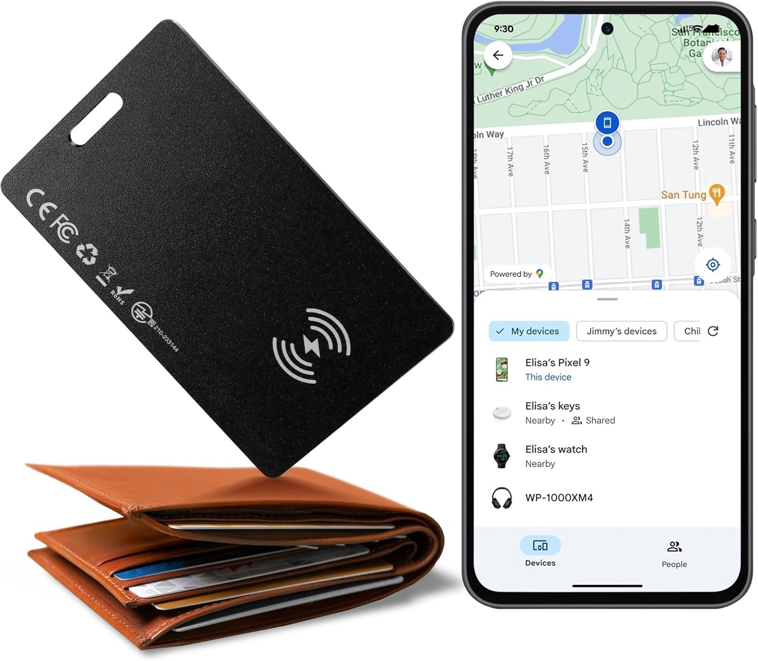 Wallet Tracker Card for Android/IOS,Rechargeable Air Tag Wallet Finder,Thin＆Lig