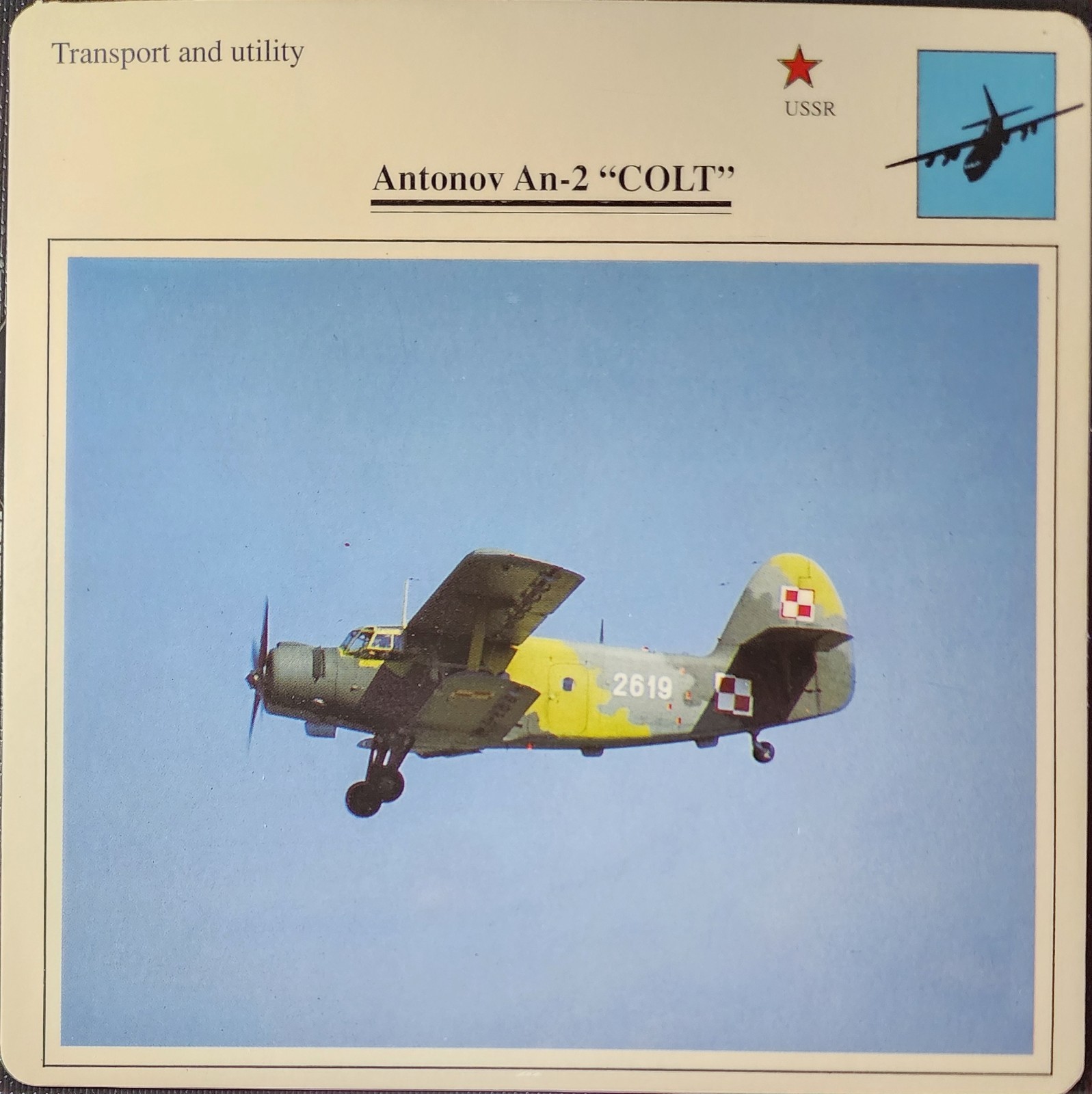 Antonov An 2 Colt Plane Picture Original Vtg Info Aircraft Collector Card