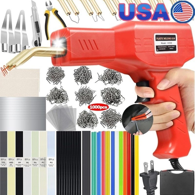 220W Plastic Welding Kit Hot Stapler Repair Multi-purpose Staples & Rods