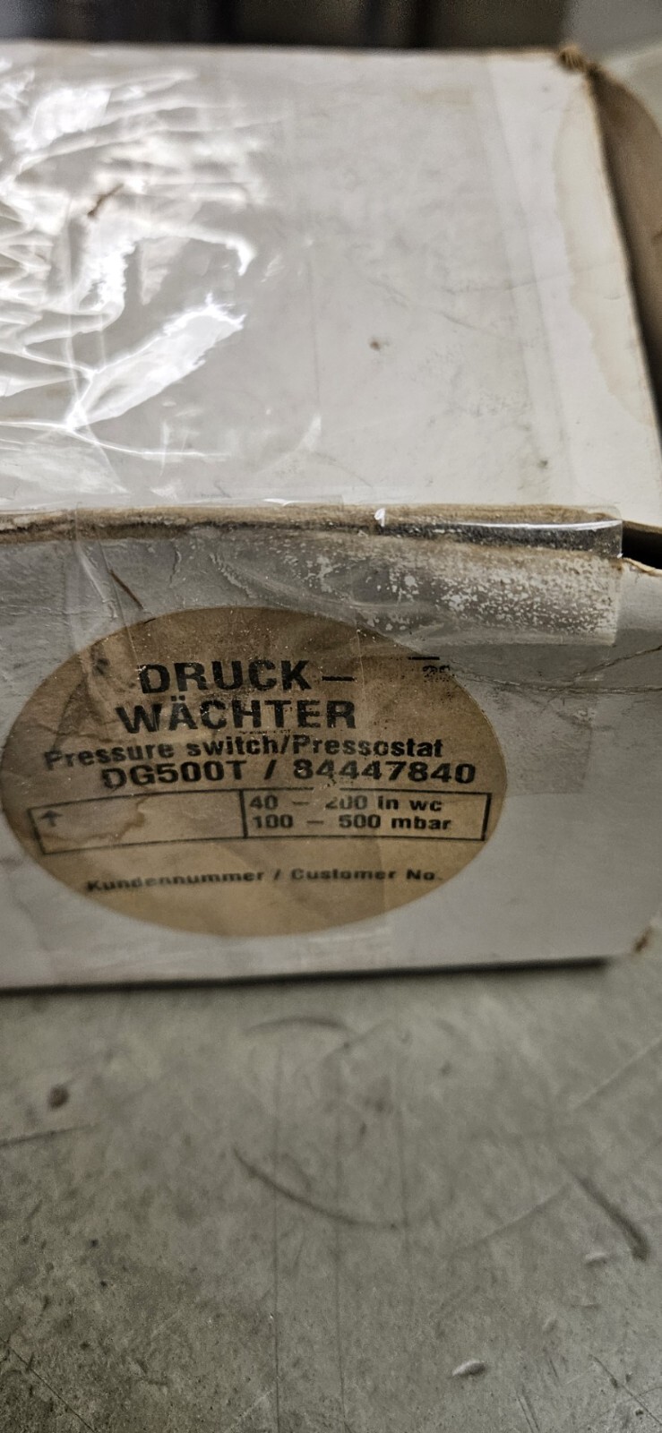 *NEW SURP* Krom Schroder DG500T Gas/Air Pressure Switch 40-200 In Wc